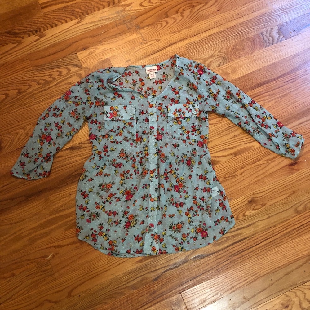 Mossimo Floral Synched Waist Blouse